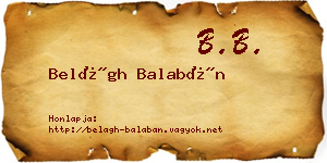 Belágh Balabán névjegykártya